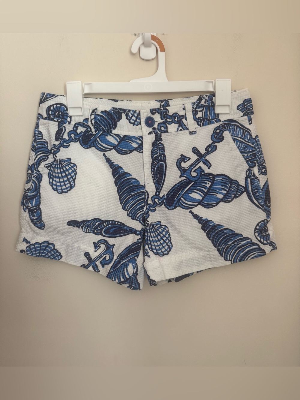 Lilly Pulitzer Callahan Shorts Women’s Size 4 Blue White Seashell Anchor Print